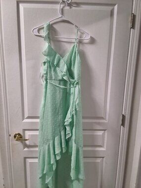 Mint green layered ruffle dress